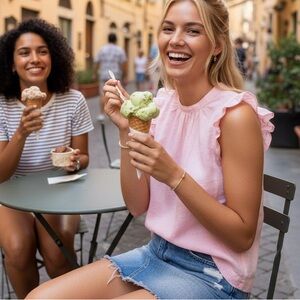 Perfect Pink Linen Cloth & Stone Popover NWT